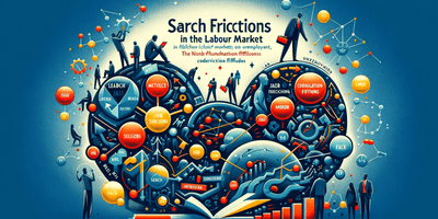 a blog cover image for the theme 'Search Frictions in the Labour Market - DMP model'. The image should capture the essence of the Diamond-Morte.png