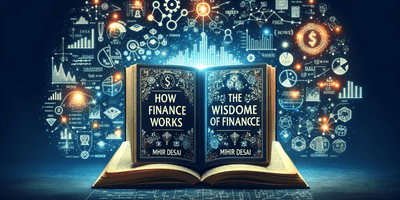 blog cover image representing the themes of finance and learning, inspired by Mihir Desai's books _How Finance Works_ and _The Wisdom of .png