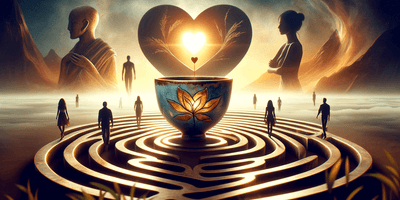 A cinematic blog cover image depicting the journey of love and personal growth. The image includes a heart-shaped labyrinth symbolizing the complex pa.png